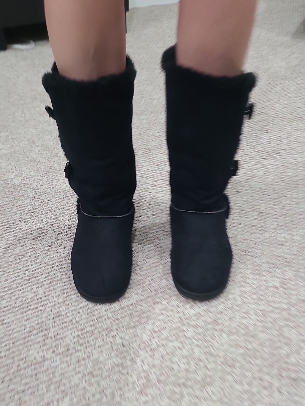 Airwalk Black Faux Fur Mid-Calf Winter Boots